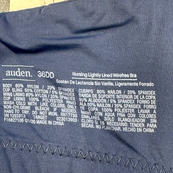Auden Women's Size 36DD Nursing Bra Lightly Lined Wireless 2 Way Straps Blue New - Picture 3 of 14